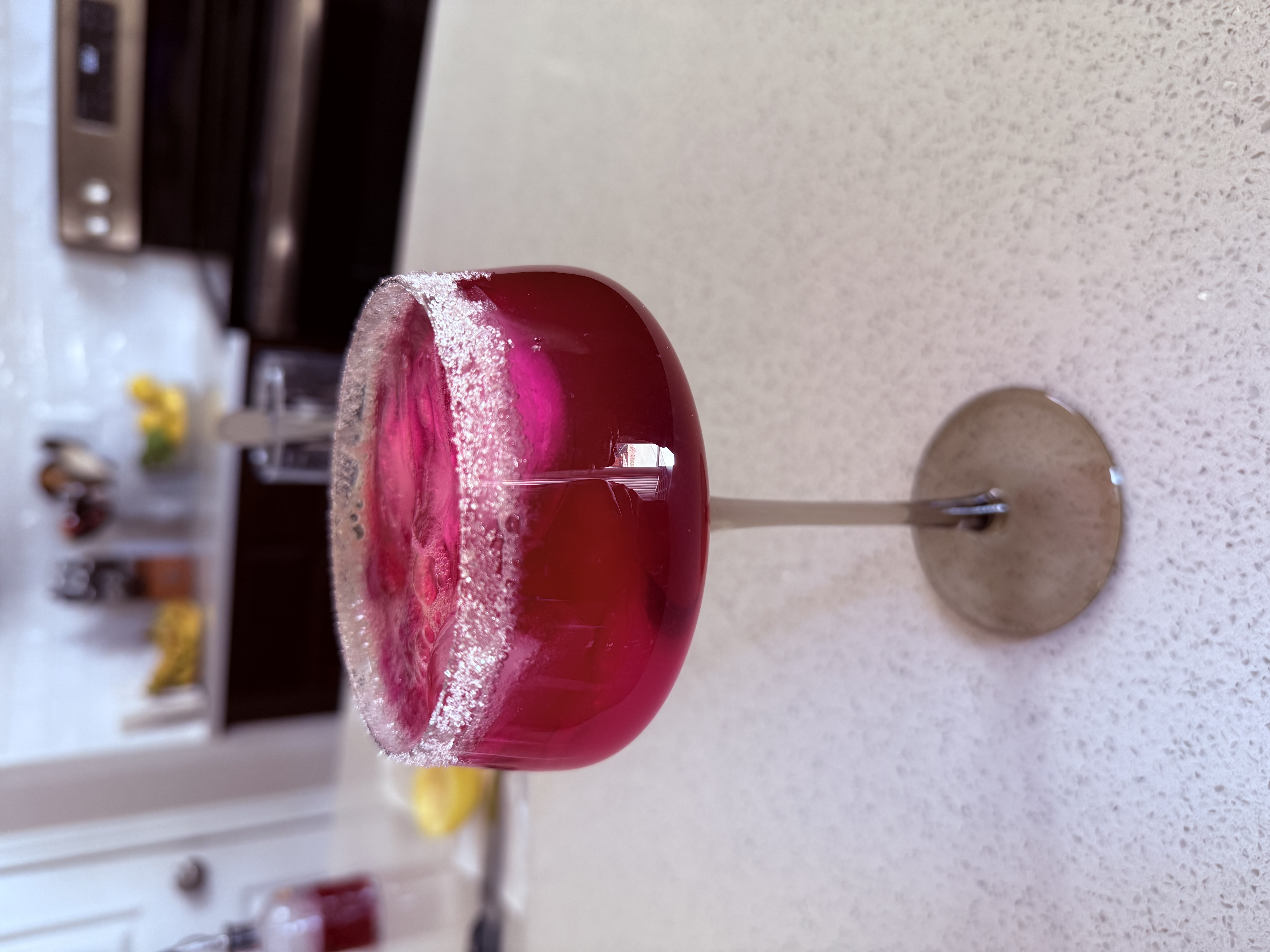 Dragon Fruit Mocktail in a sugared coupe glass